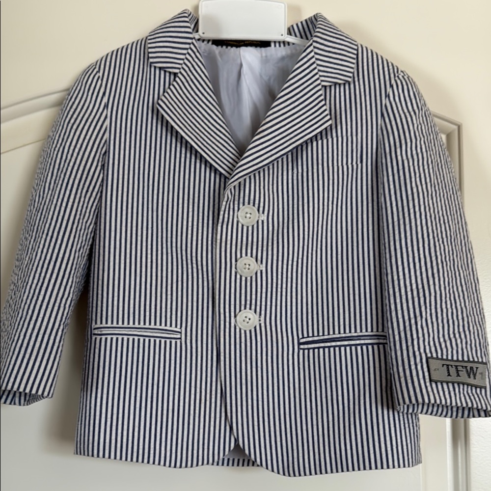 Blue and White Striped Boy Blazer Size 3T